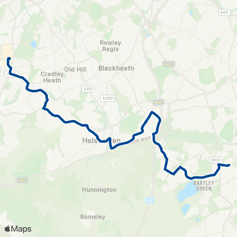 Diamond Bus Merry Hill Bus Sta - Weoley Castle Library map