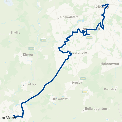 Diamond Bus Priory St - Stourbridge Interchange map