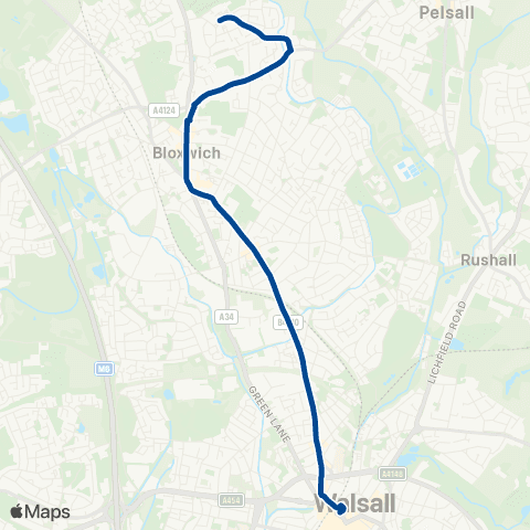 Diamond Bus Lower Farm - Walsall Bus Station map