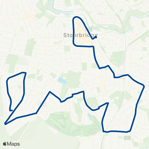 Diamond Bus Shenstone Ave - Stourbridge Interchange map