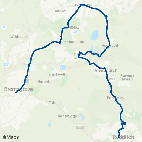 Diamond Bus Bromsgrove Bus Sta - Redditch Bus Sta map