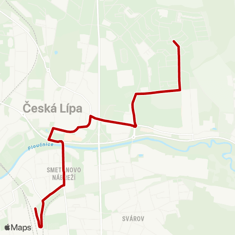 Doprava Česká Lípa Hlavní nádraží - Sokolská - Sídliště Špičák map