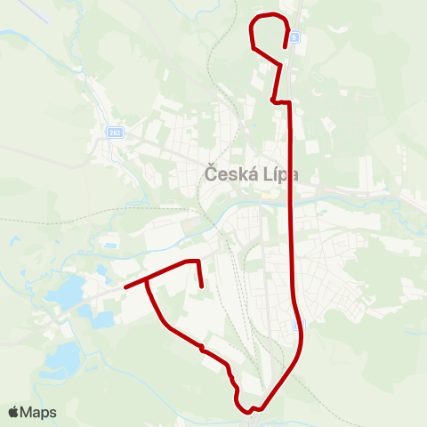 Doprava Česká Lípa Sídliště Lada - Havířská - Obecní les - Litoměřická - Svatopluka Čecha map