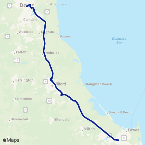 DART First State Intercounty Lewes TC - Dover map
