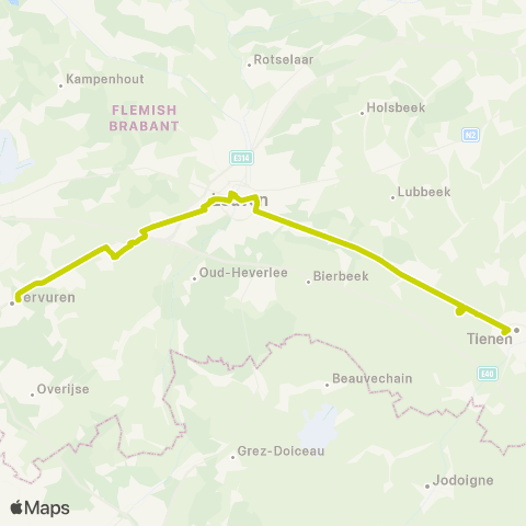 De Lijn Tervuren - Leuven - Tienen map