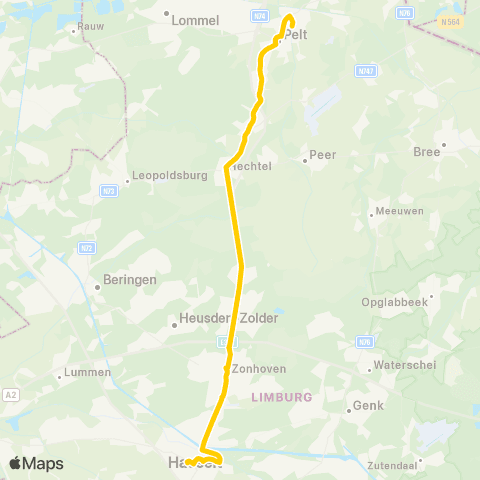De Lijn Hasselt - Neerpelt map