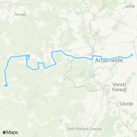 De Lijn Brussel Zuid - Itterbeek - Schepdaal ( - Ternat) map
