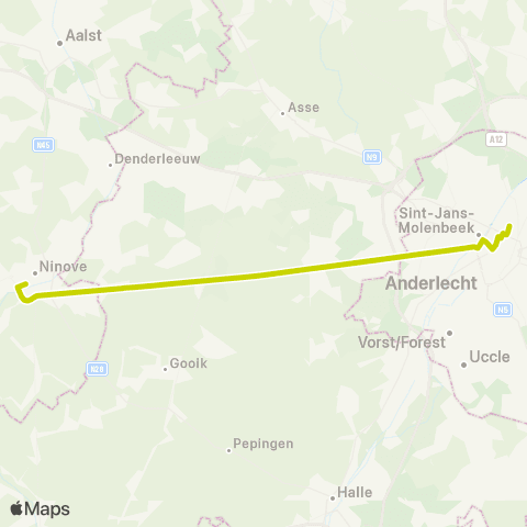 De Lijn Brussel Noord - Dilbeek - Roosdaal - Ninove map