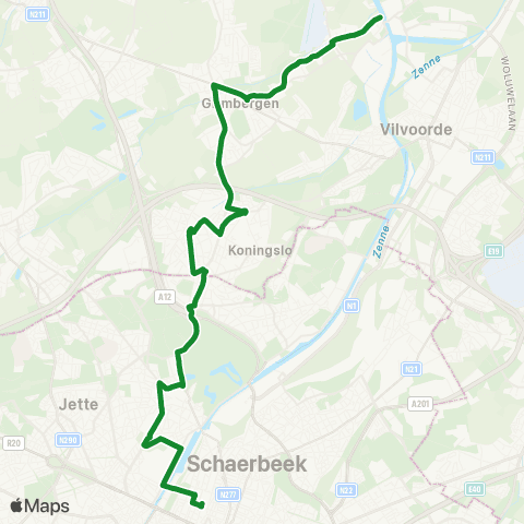 De Lijn Brussel Noord - Grimbergen - Verbrande Brug map