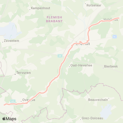 De Lijn Kortrijk-Dutsel - Leuven - Overijse - Hoeilaart map