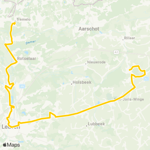 De Lijn Tremelo - Wakkerzeel - Leuven - Tielt-Winge map