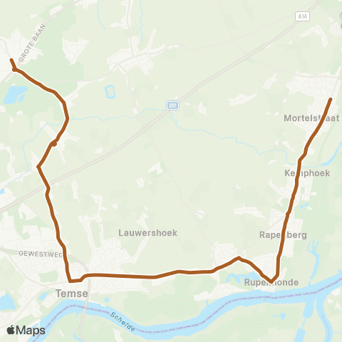 De Lijn Nieuwkerken - Temse - Kruibeke map