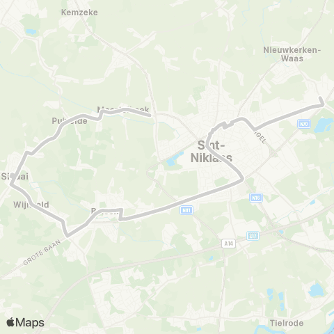 De Lijn Nieuwkerken - Belsele - Sinaai map