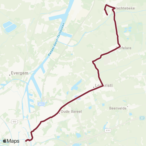 De Lijn Gent - Dampoort - Lochristi - Wachtebeke Warande map