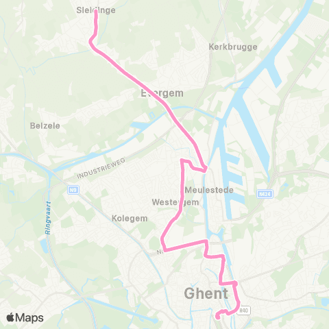 De Lijn Gent - Van Beverenplein - Evergem - Sleidinge Dorp map