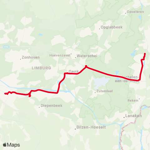 De Lijn Hasselt - Maasmechelen map