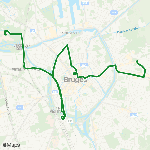 De Lijn AZ Sint-Jan - Station - Centrum - Sint-Kruis map