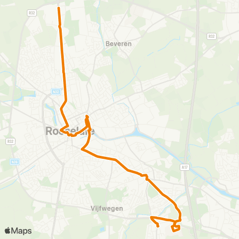 De Lijn Oekene - AZ Delta - Rumbeke - Roeselare - Deceuninck map