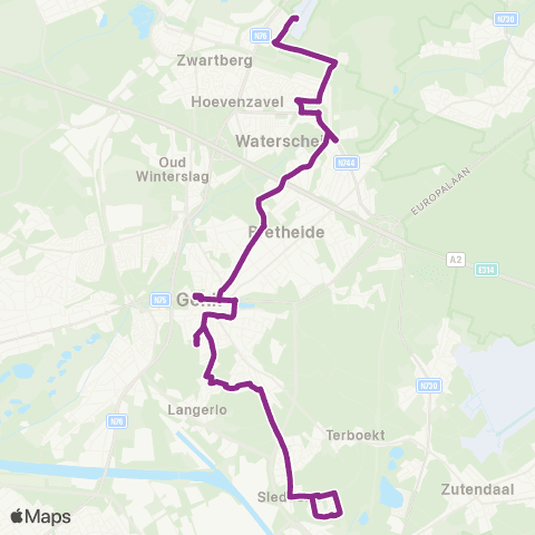 De Lijn Sledderlo - Zwartberg map