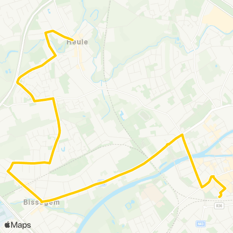 De Lijn Kortrijk Station - Bissegem - Heule map