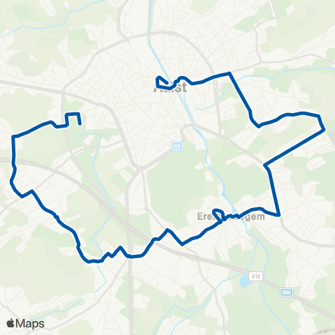 De Lijn Aalst Station - Erembodegem - AZORG Merestraat map