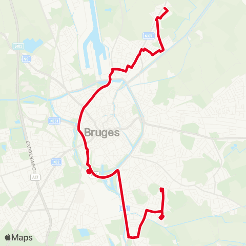 De Lijn Daverlo - AZ Sint-Lucas - Sint-Jozef - Koolkerke map