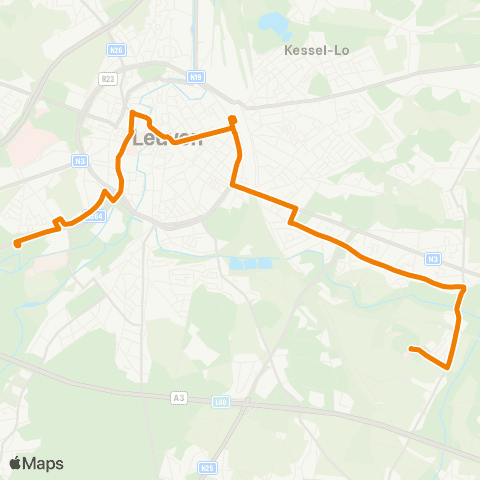 De Lijn Bierbeek Sint-Kamillus - Heverlee Wetenschapspark map