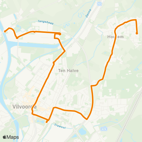 De Lijn Houtem - Vilvoorde - Verbrande Brug map