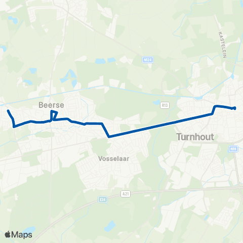 De Lijn Turnhout Markt - Vosselaar - Beerse map