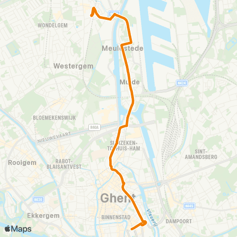 De Lijn Zuid - Tolpoort - Muide - Meulestede map