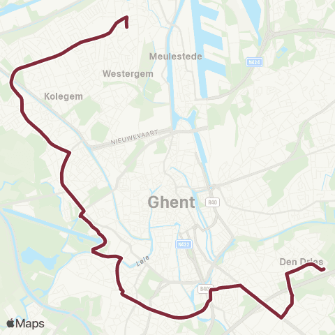 De Lijn Wondelgem - Mariakerke - Sint-Pietersstation - Gentbrugge map