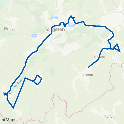 De Lijn Rutten - Lauw - Tongeren - Mal - Nerem - Vreren map