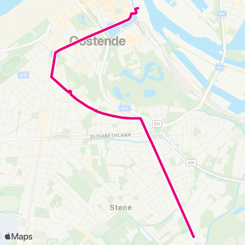 De Lijn Oostende Station - Baanhof map