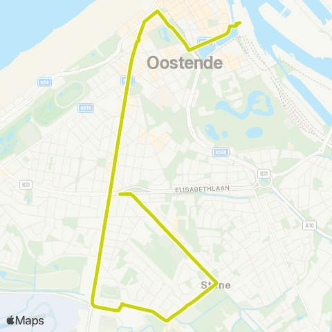 De Lijn Oostende Station - Stene Dorp map