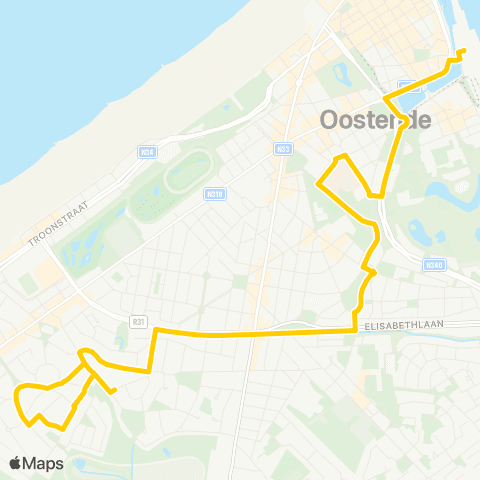 De Lijn Oostende Station - Steensedijk map