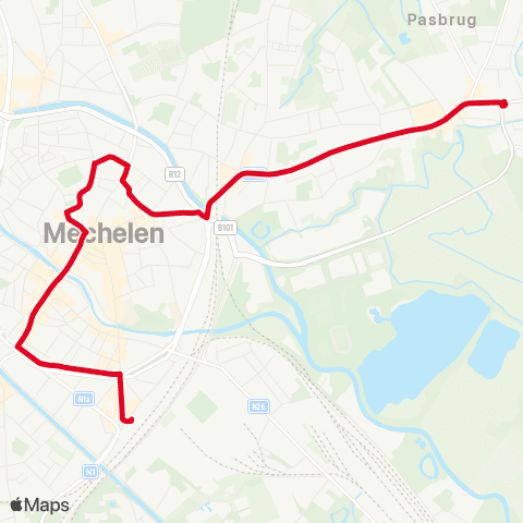 De Lijn Station - Grote Markt - Nekkerspoel - Pasbrug map