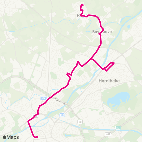 De Lijn (Hulste - ) Harelbeke - Kuurne - Kortrijk map