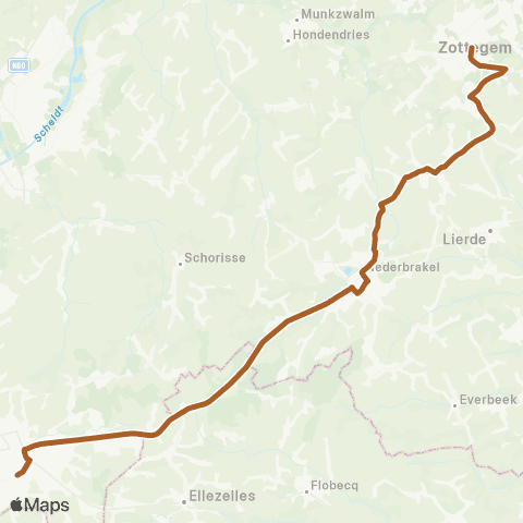 De Lijn Zottegem - Erwetegem - Brakel - Ronse / Renaix map