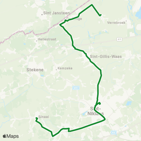 De Lijn Sinaai - Sint-Niklaas - De Klinge - Meerdonk map