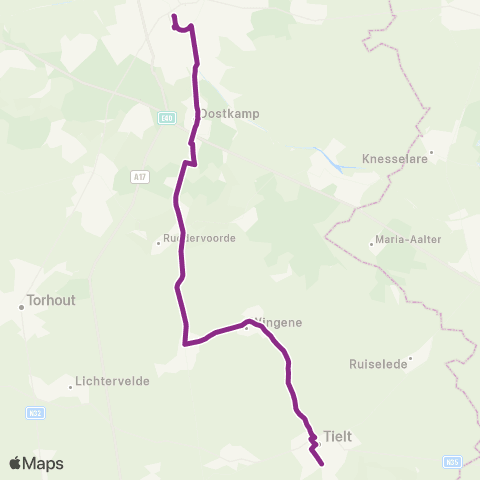 De Lijn Brugge - Oostkamp - Ruddervoorde - Zwevezele - Tielt map