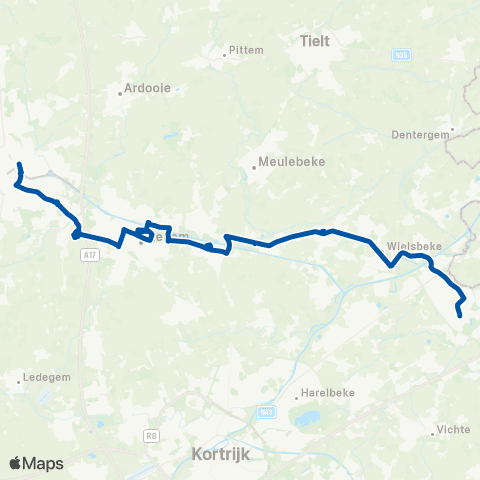 De Lijn Roeselare - Rumbeke - Izegem - Oostrozebeke - Waregem map
