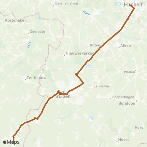 De Lijn Hasselt - Landen map