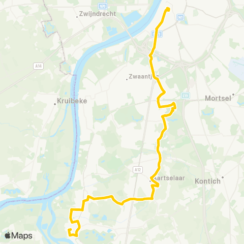De Lijn Antwerpen Groenplaats - Aartselaar - Niel map