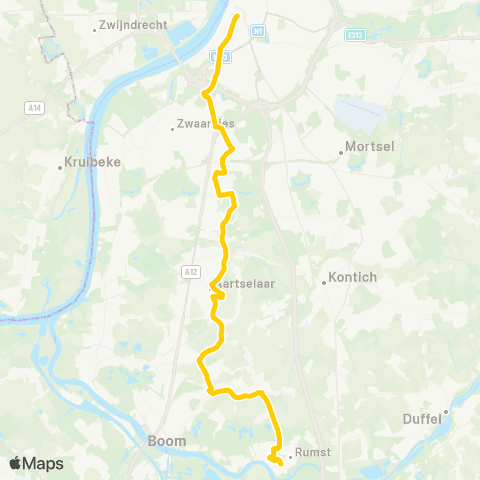 De Lijn Antwerpen Groenplaats - Aartselaar - Rumst map
