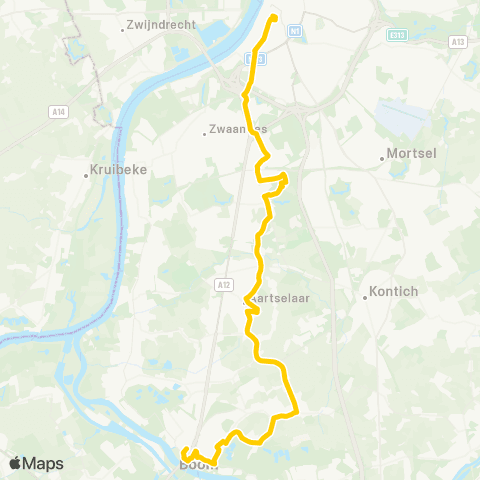 De Lijn Antwerpen Groenplaats - Aartselaar - Boom map