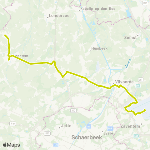 De Lijn Zaventem Brussels Airport - Vilvoorde - Grimbergen - Merchtem map