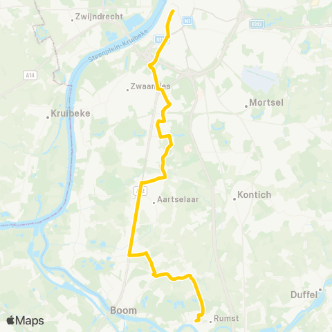 De Lijn Antwerpen Groenplaats - Aartselaar - Rumst map