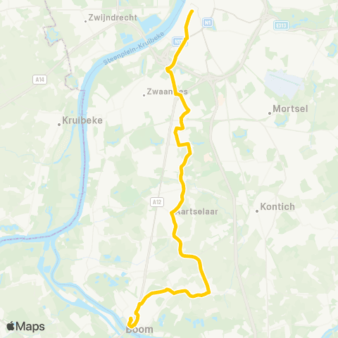 De Lijn Antwerpen Groenplaats - Aartselaar - Boom map