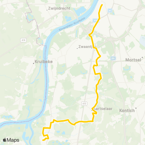 De Lijn Antwerpen Groenplaats - Aartselaar - Niel map