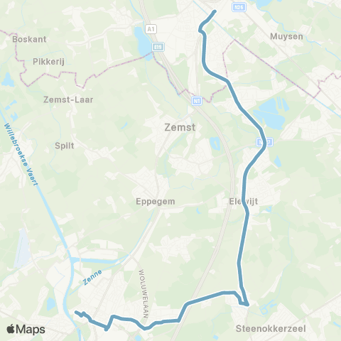 De Lijn Mechelen - Hofstade - Perk - Vilvoorde map